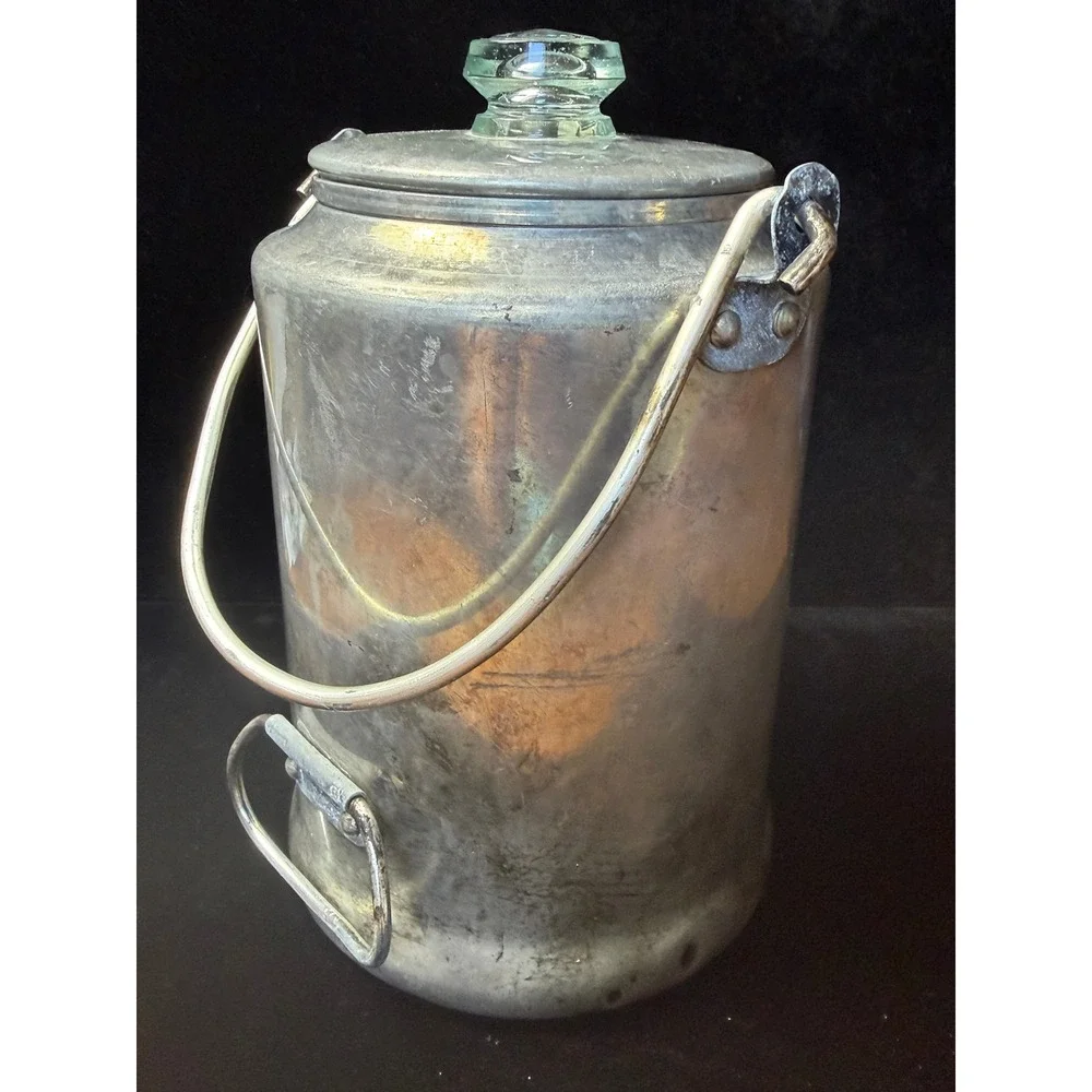 Vintage Comet Aluminum 9 Cup Coffee Percolator Camping Pot Glass Knob USA Made
